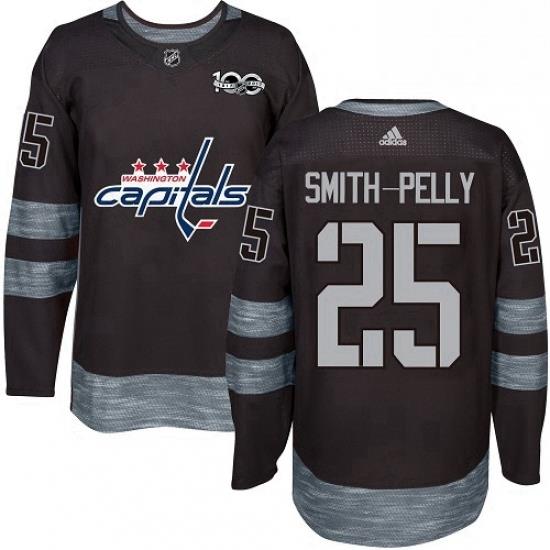 Mens Adidas Washington Capitals 25 Devante Smith Pelly Authentic Black 1917 2017 100th Anniversary NHL Jersey