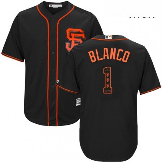 Mens Majestic San Francisco Giants 1 Gregor Blanco Authentic Black Team Logo Fashion Cool Base MLB Jersey