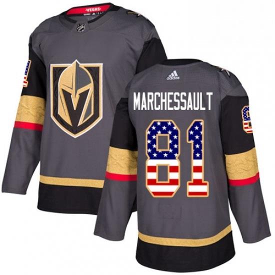 Mens Adidas Vegas Golden Knights 81 Jonathan Marchessault Authentic Gray USA Flag Fashion NHL Jersey
