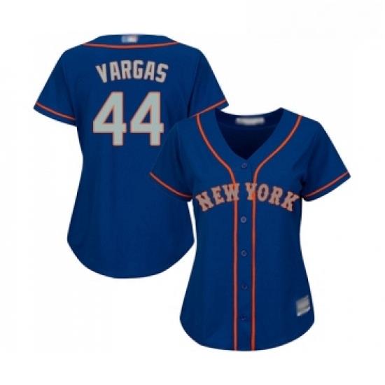 Womens New York Mets 44 Jason Vargas Authentic Royal Blue Alternate Road Cool Base Baseball Jersey