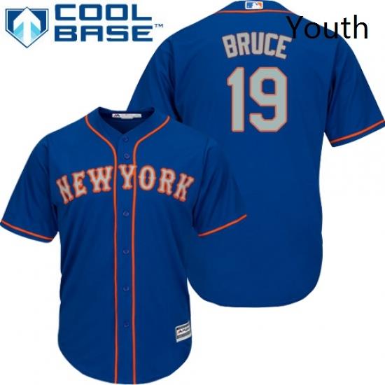 Youth Majestic New York Mets 19 Jay Bruce Authentic Royal Blue Alternate Road Cool Base MLB Jersey