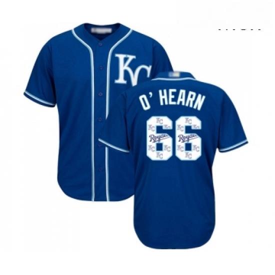 Mens Kansas City Royals 66 Ryan O Hearn Blue Authentic Blue Team Logo Fashion Cool Base Baseball Jersey