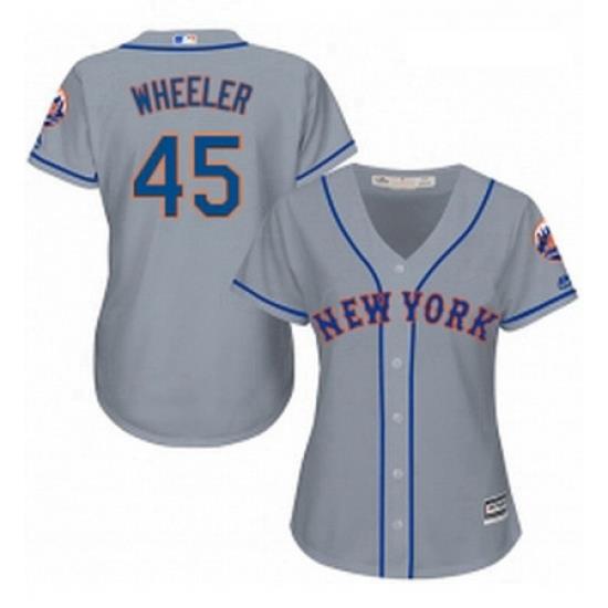 Womens Majestic New York Mets 45 Zack Wheeler Authentic Grey Road Cool Base MLB Jersey