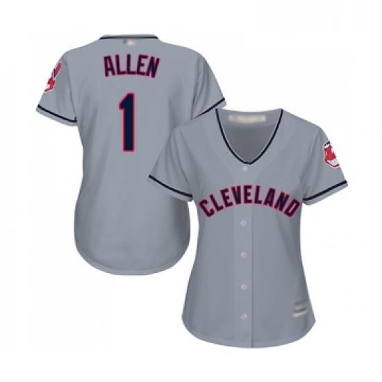 Womens Cleveland Indians 1 Greg Allen Replica Grey Road Cool Base Baseball Jersey