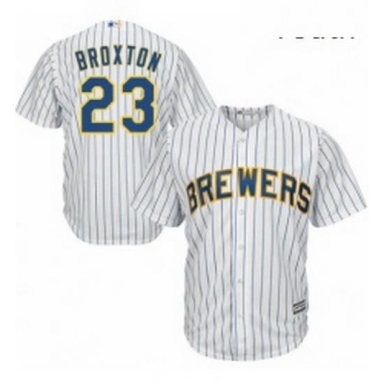 Youth Majestic Milwaukee Brewers 23 Keon Broxton Replica White Home Cool Base MLB Jersey