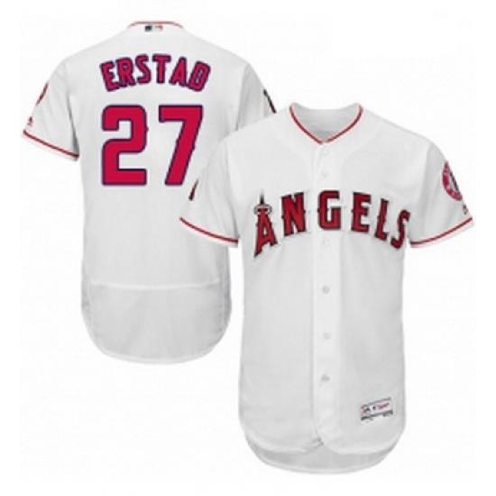 Mens Majestic Los Angeles Angels of Anaheim 27 Darin Erstad White Flexbase Authentic Collection MLB Jersey