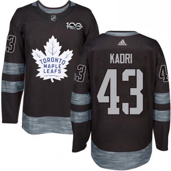 Mens Adidas Toronto Maple Leafs 43 Nazem Kadri Authentic Black 1917 2017 100th Anniversary NHL Jersey