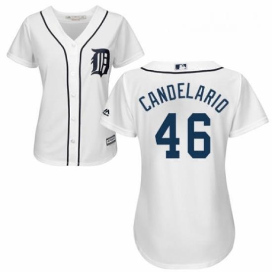Womens Majestic Detroit Tigers 46 Jeimer Candelario Authentic White Home Cool Base MLB Jersey