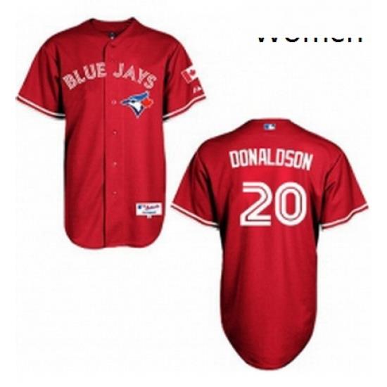 Womens Majestic Toronto Blue Jays 20 Josh Donaldson Replica Red Canada Day MLB Jersey