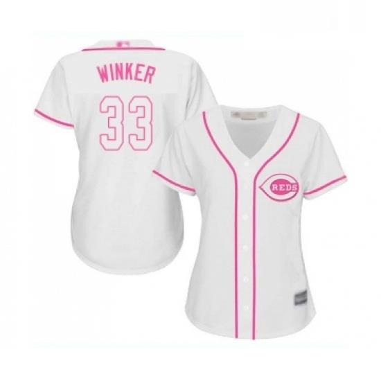 Womens Cincinnati Reds 33 Jesse Winker Replica White Fashion Cool Base Baseball Jersey