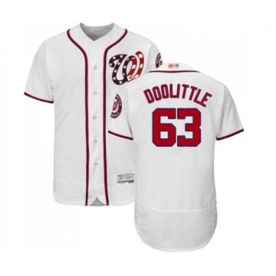 Mens Washington Nationals 63 Sean Doolittle White Home Flex Base Authentic Collection Baseball Jersey
