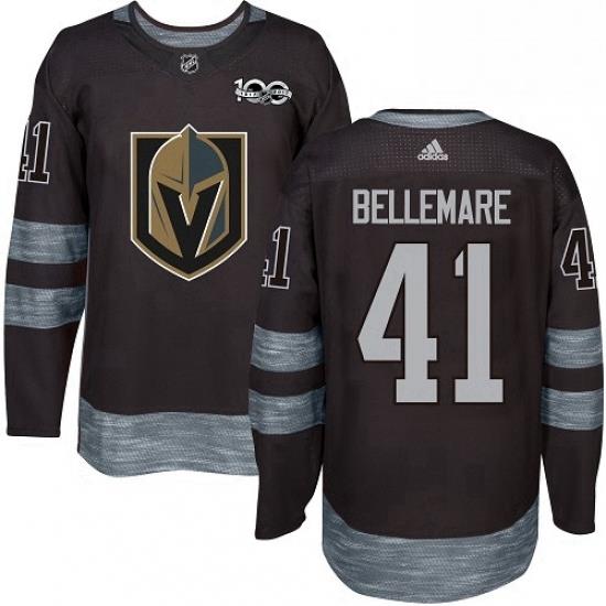 Mens Adidas Vegas Golden Knights 41 Pierre Edouard Bellemare Authentic Black 1917 2017 100th Anniversary NHL Jersey