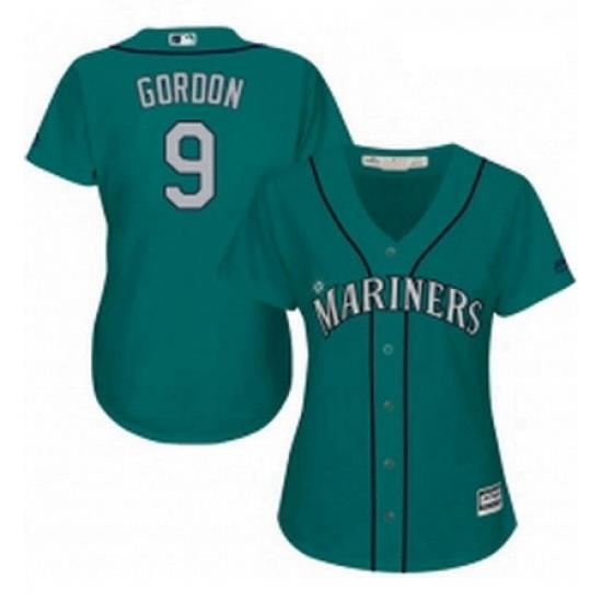 Womens Majestic Seattle Mariners 9 Dee Gordon Replica Teal Green Alternate Cool Base MLB Jersey