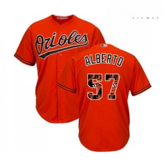 Mens Baltimore Orioles 57 Hanser Alberto Authentic Orange Team Logo Fashion Cool Base Baseball Jersey