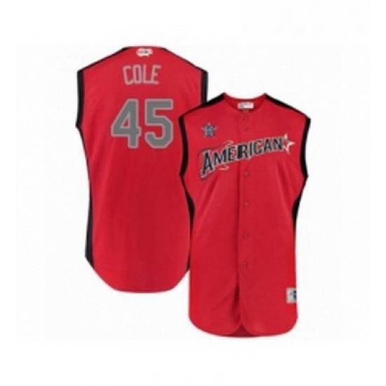 Youth Houston Astros 45 Gerrit Cole Authentic Red American League 2019 Baseball All Star Jersey