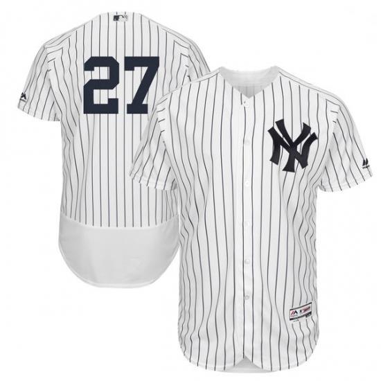 Mens Majestic New York Yankees 27 Giancarlo Stanton WhiteNavy Flexbase Authentic Collection MLB Jersey