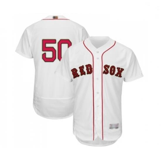 Mens Boston Red Sox 50 Mookie Betts White 2019 Gold Program Flex Base Authentic Collection Baseball Jersey