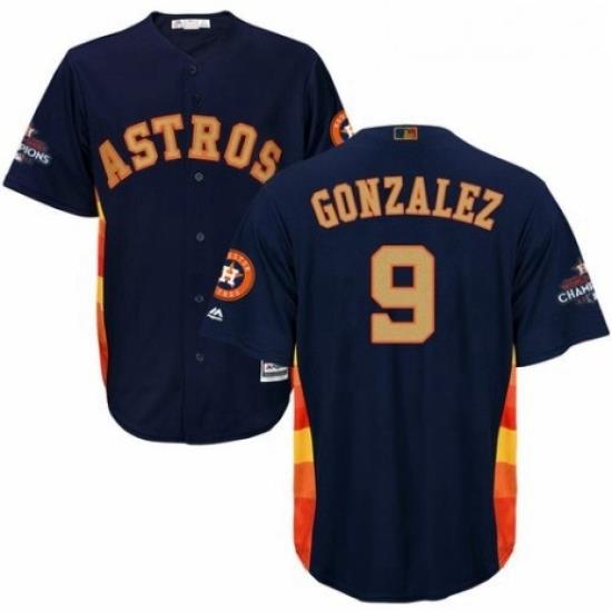 Youth Majestic Houston Astros 9 Marwin Gonzalez Authentic Navy Blue Alternate 2018 Gold Program Cool Base MLB Jersey