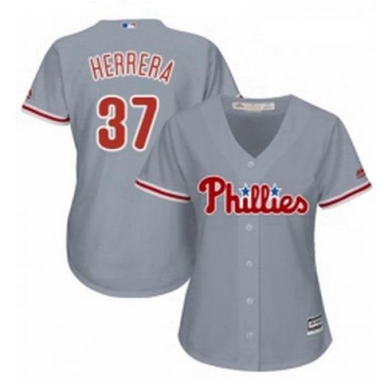 Womens Majestic Philadelphia Phillies 37 Odubel Herrera Replica Grey Road Cool Base MLB Jersey