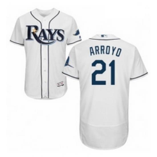 Mens Majestic Tampa Bay Rays 21 Christian Arroyo Home White Home Flex Base Authentic Collection MLB Jersey