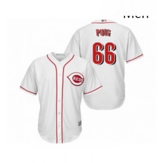 Mens Cincinnati Reds 66 Yasiel Puig Replica White Home Cool Base Baseball Jersey