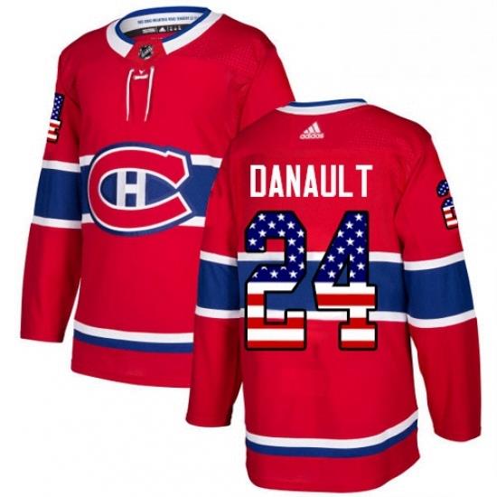 Mens Adidas Montreal Canadiens 24 Phillip Danault Authentic Red USA Flag Fashion NHL Jersey
