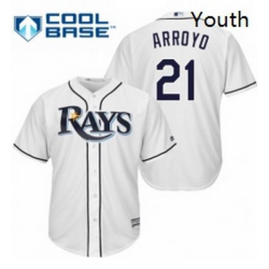 Youth Majestic Tampa Bay Rays 21 Christian Arroyo Replica White Home Cool Base MLB Jersey