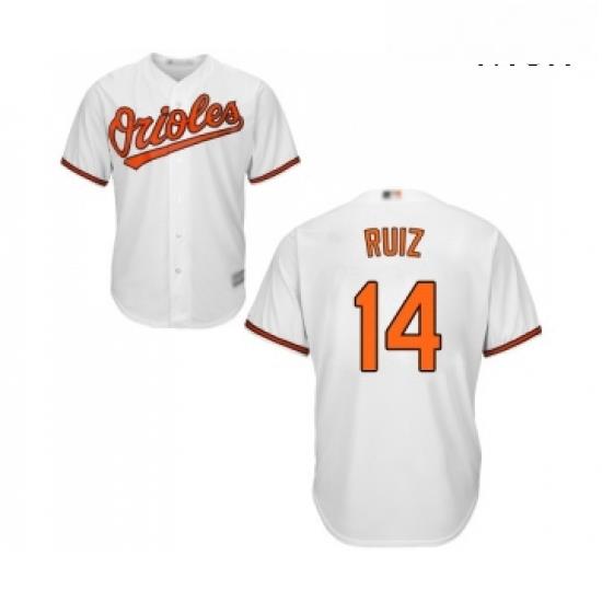 Mens Baltimore Orioles 14 Rio Ruiz Replica White Home Cool Base Baseball Jersey
