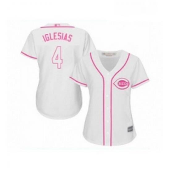 Womens Cincinnati Reds 4 Jose Iglesias Replica White Fashion Cool Base Baseball Jersey