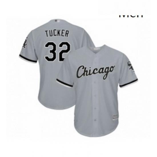 Mens Chicago White Sox 32 Preston Tucker Replica Grey Road Cool Base Baseball Jersey