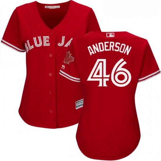 Womens Majestic Toronto Blue Jays 46 Brett Anderson Replica Scarlet Alternate MLB Jersey