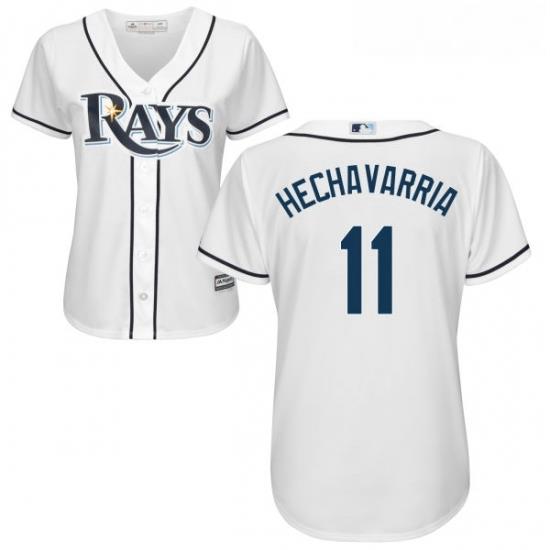Womens Majestic Tampa Bay Rays 11 Adeiny Hechavarria Replica White Home Cool Base MLB Jersey