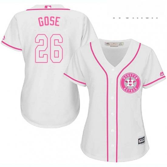 Womens Majestic Houston Astros 26 Anthony Gose Replica White Fashion Cool Base MLB Jersey