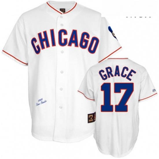 Mens Mitchell and Ness Chicago Cubs 17 Mark Grace Replica White 1988 Throwback MLB Jersey