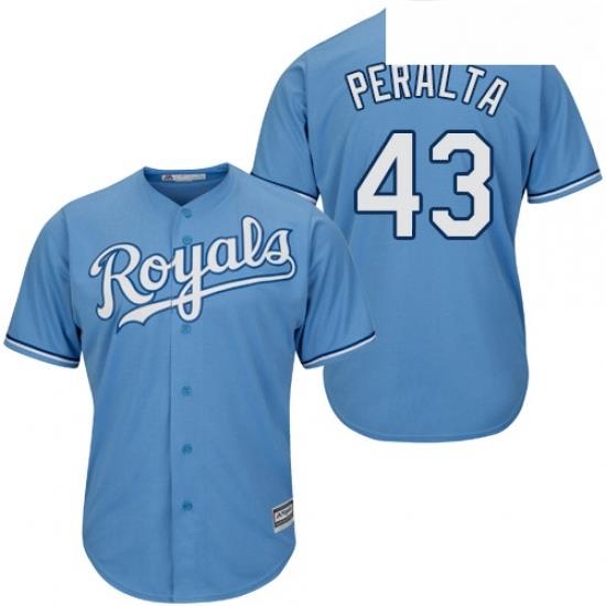 Youth Majestic Kansas City Royals 43 Wily Peralta Replica Light Blue Alternate 1 Cool Base MLB Jersey