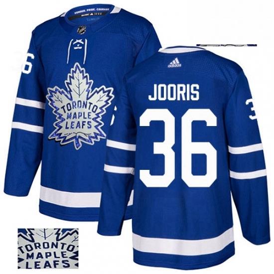 Mens Adidas Toronto Maple Leafs 36 Josh Jooris Authentic Royal Blue Fashion Gold NHL Jersey