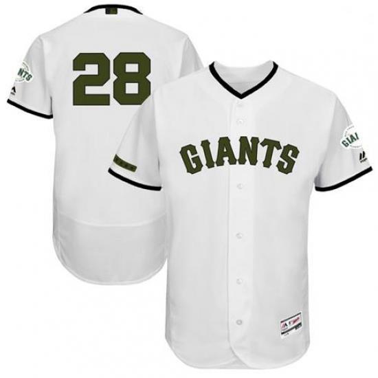 Mens Majestic San Francisco Giants 28 Buster Posey White Memorial Day Authentic Collection MLB Jersey Flex Base