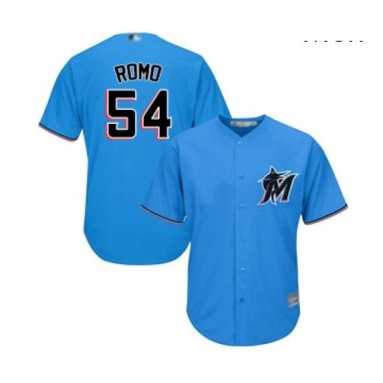 Mens Miami Marlins 54 Sergio Romo Replica Blue Alternate 1 Cool Base Baseball Jersey