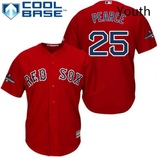 Youth Majestic Boston Red Sox 25 Steve Pearce Authentic Red Alternate Home Cool Base 2018 World Series Champions MLB Jersey