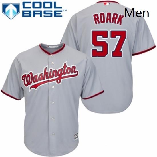 Mens Majestic Washington Nationals 57 Tanner Roark Replica Grey Road Cool Base MLB Jersey