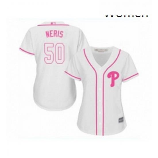 Womens Philadelphia Phillies 50 Hector Neris Replica White Fashion Cool Base Baseball Jersey