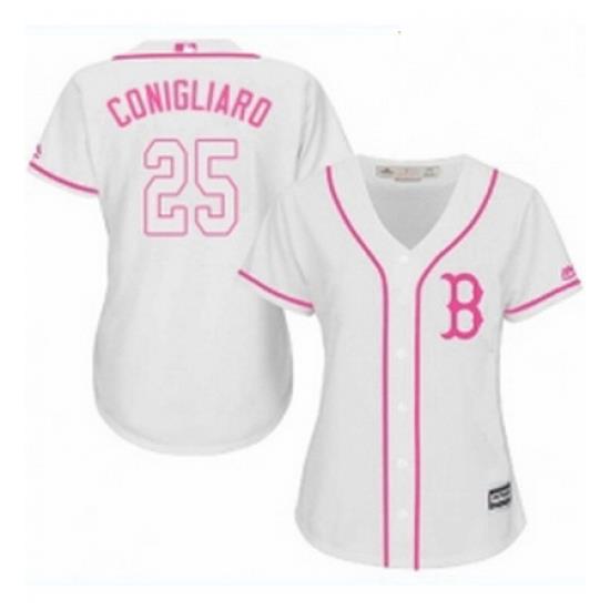 Womens Majestic Boston Red Sox 25 Tony Conigliaro Authentic White Fashion MLB Jersey