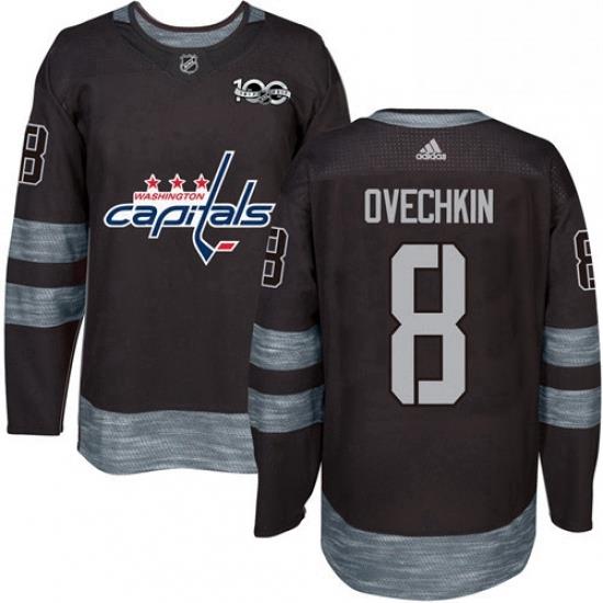 Mens Adidas Washington Capitals 8 Alex Ovechkin Authentic Black 1917 2017 100th Anniversary NHL Jersey