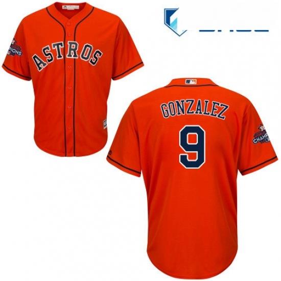 Youth Majestic Houston Astros 9 Marwin Gonzalez Authentic Orange Alternate 2017 World Series Champions Cool Base MLB Jersey