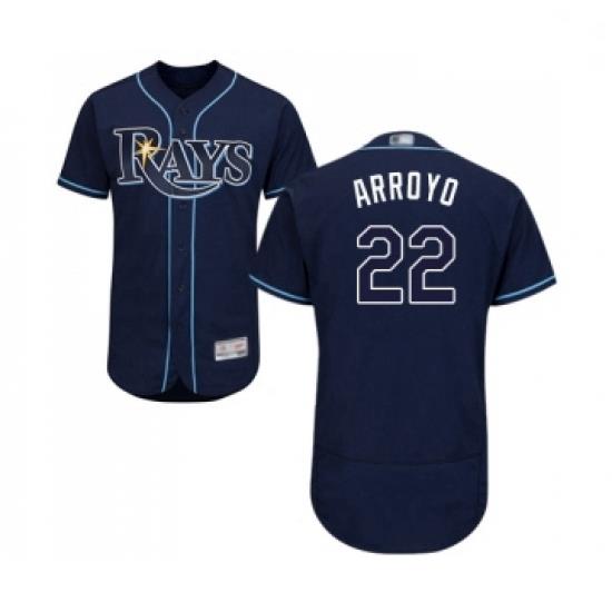 Mens Tampa Bay Rays 22 Christian Arroyo Navy Blue Alternate Flex Base Authentic Collection Baseball Jersey