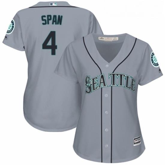 Womens Majestic Seattle Mariners 4 Denard Span Authentic Grey Road Cool Base MLB Jersey
