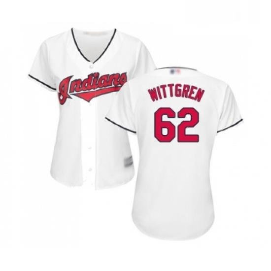 Womens Cleveland Indians 62 Nick Wittgren Replica White Home Cool Base Baseball Jersey
