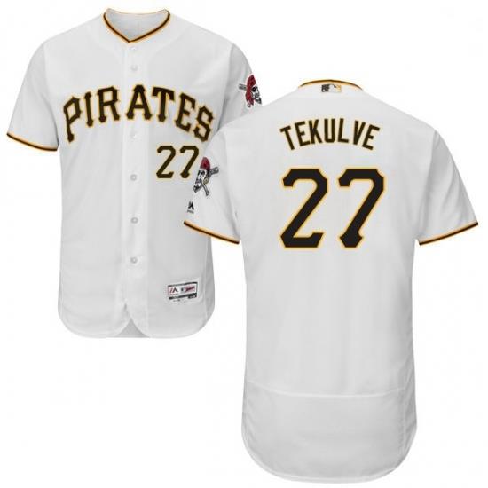 Mens Majestic Pittsburgh Pirates 27 Kent Tekulve White Home Flex Base Authentic Collection MLB Jersey