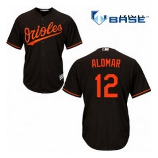 Mens Majestic Baltimore Orioles 12 Roberto Alomar Replica Black Alternate Cool Base MLB Jersey