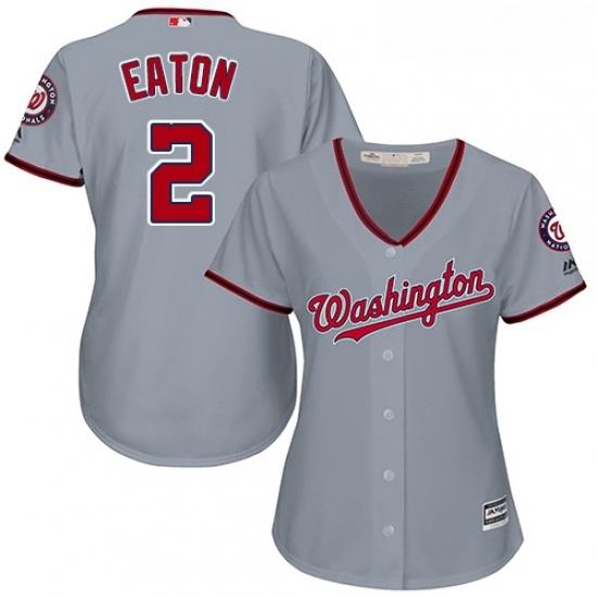 Womens Majestic Washington Nationals 2 Adam Eaton Replica Grey Road Cool Base MLB Jersey
